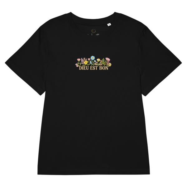 womens-organic-ribbed-neck-stella-muser-t-shirt-black-front-69d2b07454aa8 T-shirt Dieu est Bon